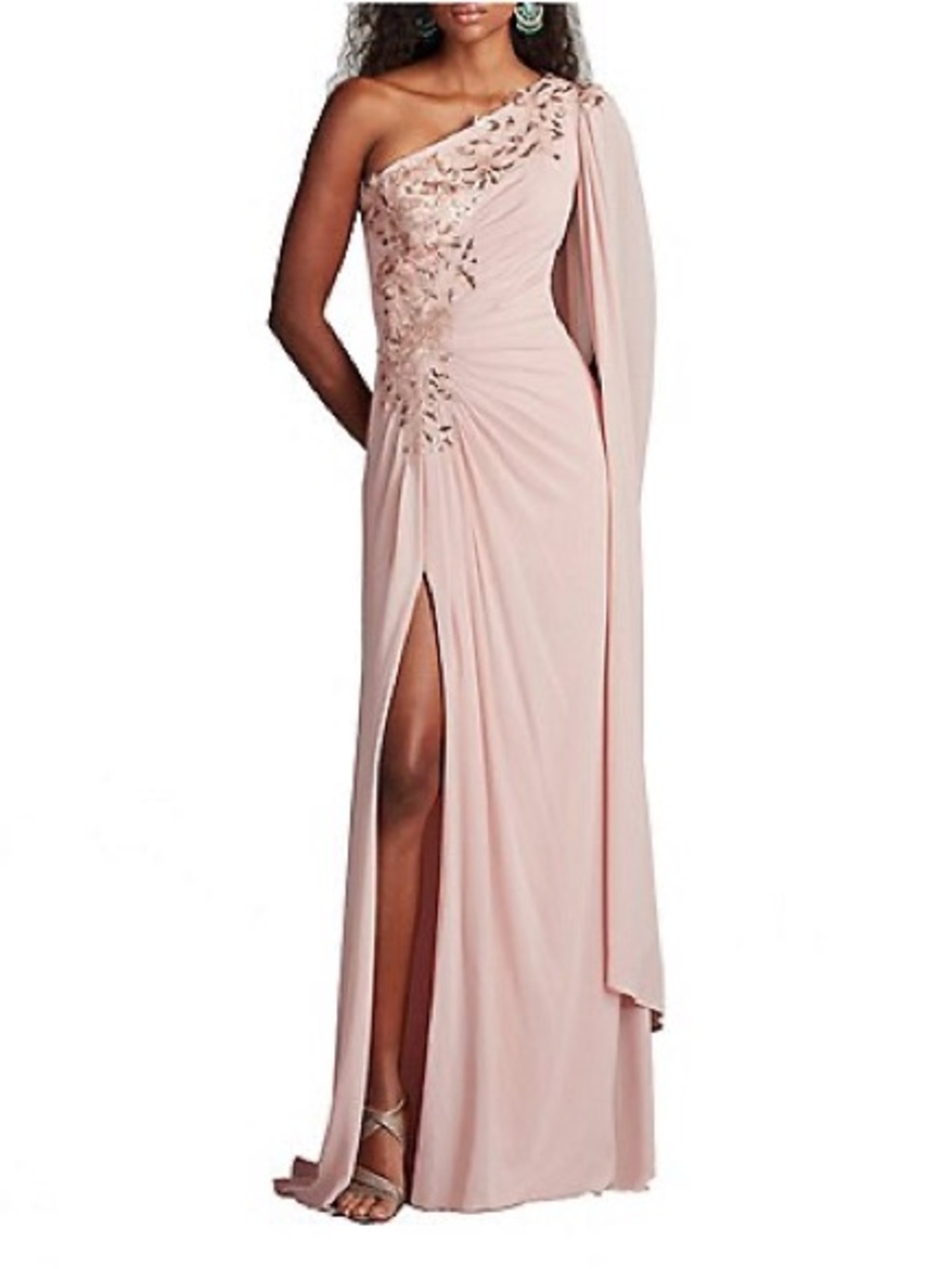 Tadashi Shoji BRAND NEW One Shoulder Chiffon Sheath Gown Size 14